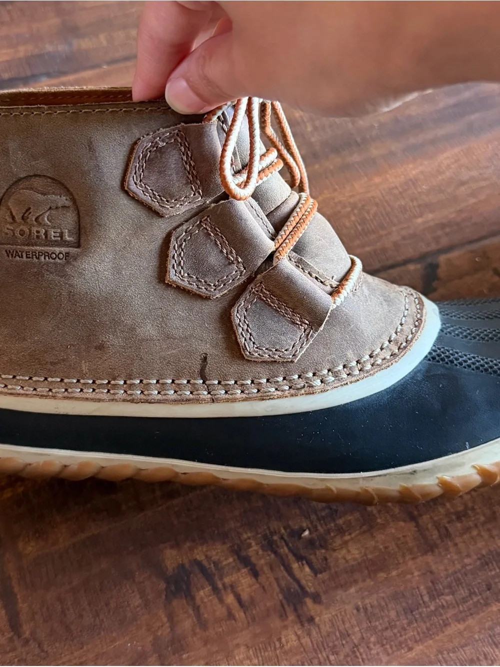 Sorel Two-Tone Brown and Black Waterproof Lace-Up Winter Boots